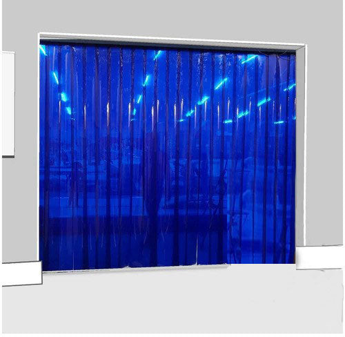 Transparent Blue - Coloured PVC Strip Door Curtains Inc Rail (Hook On)